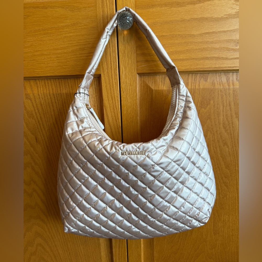 MZ Wallace Metallic Rose Gold Large Metro Shoulder Bag